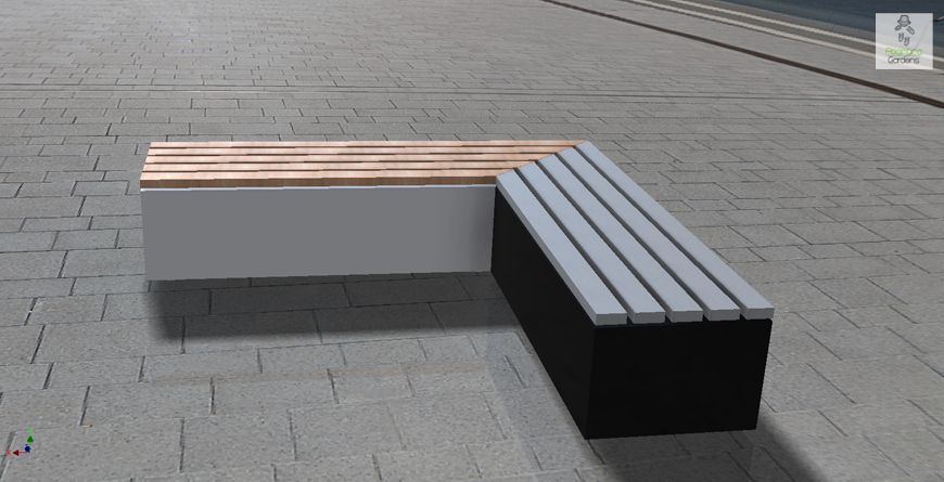 L-shaped bench garden seating area furniture | contemporary , modern, minimalist | Atlantica Gardens