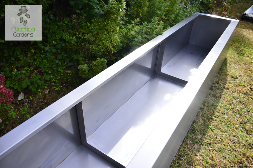 extra large garden trough / planter / pond made form 316 stainless steel | long thin strong
