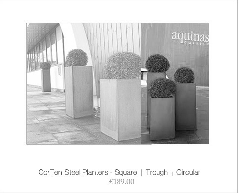 corten steel planters - square | trough | circular
