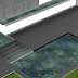 Garden design layout with large trough water feature 5 meters long and thin