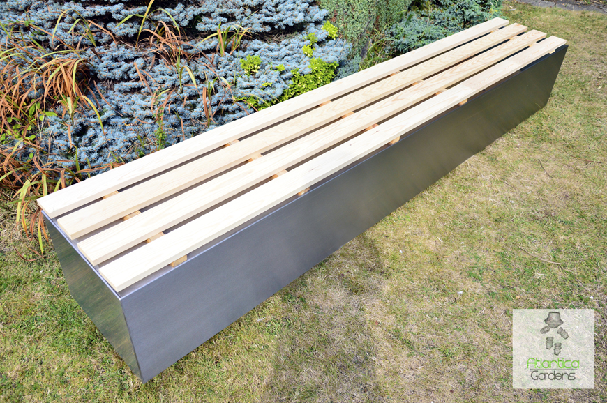 Modern garden bench | Stainless steel 3 meters long 